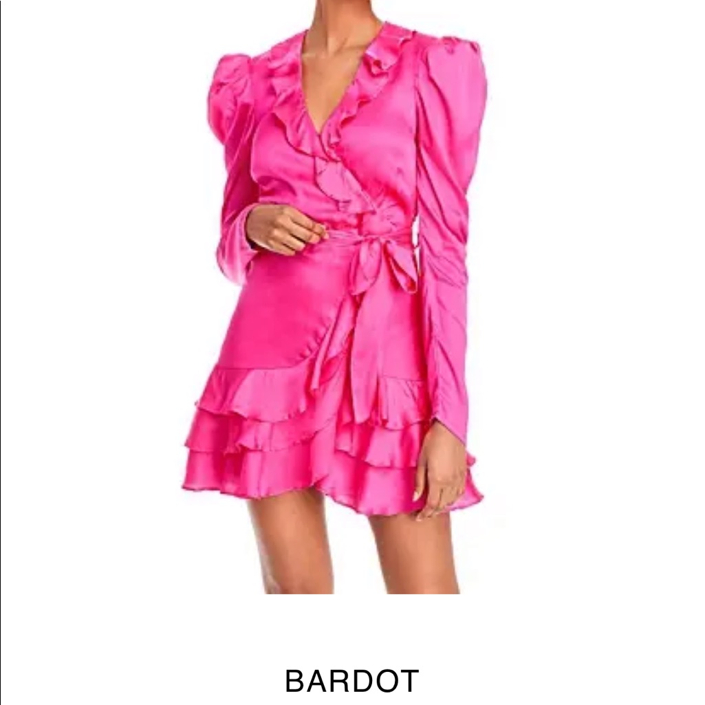 Bardot Winona Ruffled Wrap Dress Hot Pink